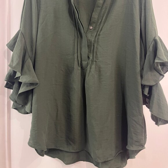 NWT Vince Camuto olive green 3/4 length sleeve top XL - Picture 6 of 6
